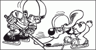 Coloriage Boule et Bill joue au Hockey sur glace