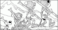 Coloriage La famille de Boule au ski