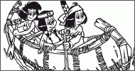 Coloriage Yakari et ses amis en canoë