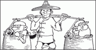 Coloriage Léonard et Basile en voyage
