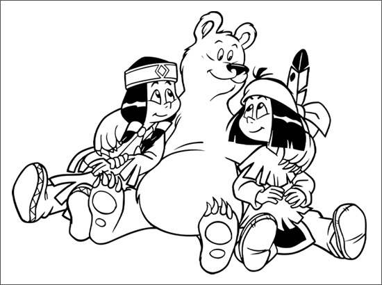 Coloriage Yakari, Arcenciel et Ourse blanc  Bandgee.com
