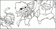 Coloriage Axel, Dino et Teddy