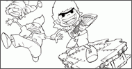 Coloriage Axel, Dino et Teddy