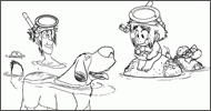 Coloriage Rebecca, son papa et Missile