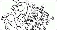 Coloriage Yakari, Arc-en-Ciel et Petit-tonnerre
